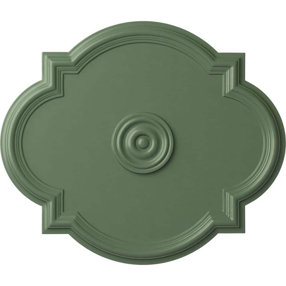 24 inchw x 20 1/2 inchh x 1 1/8 inchp Waltz Ceiling Medallion Fits Canopies Up to 5 1/4 inch Hand-Painted Athenian Green