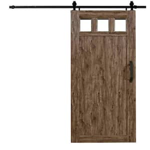 42 in. x 84 in. Millbrooke Weathered Grey 3 Lite Acrylic Pane PVC Barn Door with Hardware Kit - Door Assembly Required