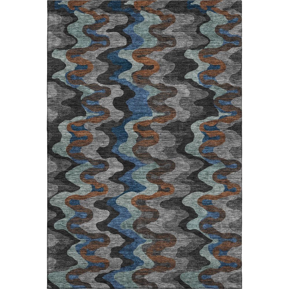 Mayfield Premium Machine Washable Abstract AMF2481 Black 5 ft. x 7 ft. 6 in. Area Rug price history on PriceWatchPro
