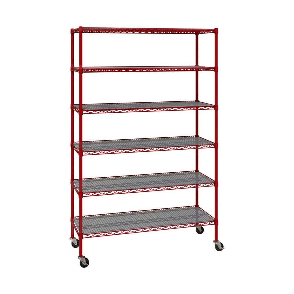 "UltraDurable 6-Tier NSF Household Steel Shelving Unit w/ Shelf Liners, 48"" W x 18""D x 72""H, Red" price history on PriceWatchPro