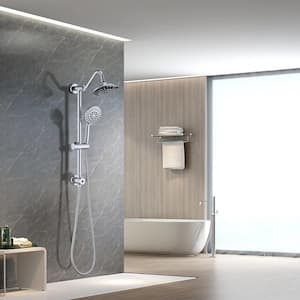 6-Spray Multifunction Wall Bar Round Rain Shower Faucet Kit with Handheld Shower in Chrome
