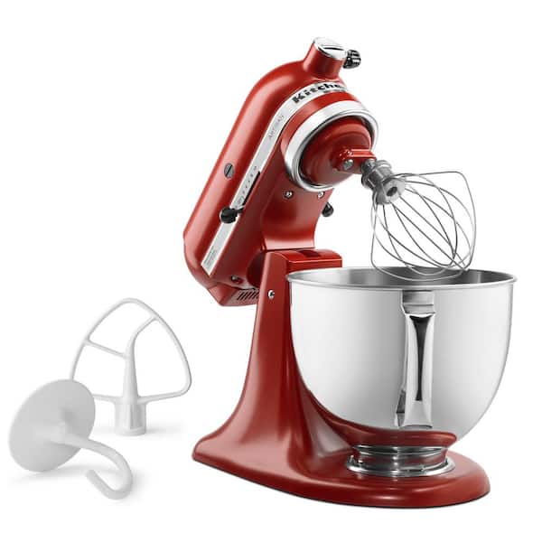 KitchenAid Artisan 5 Qt. 10-Speed Empire Red Stand Mixer with Flat Beater,  6-Wire Whip and Dough Hook Attachments KSM150PSER - The Home Depot