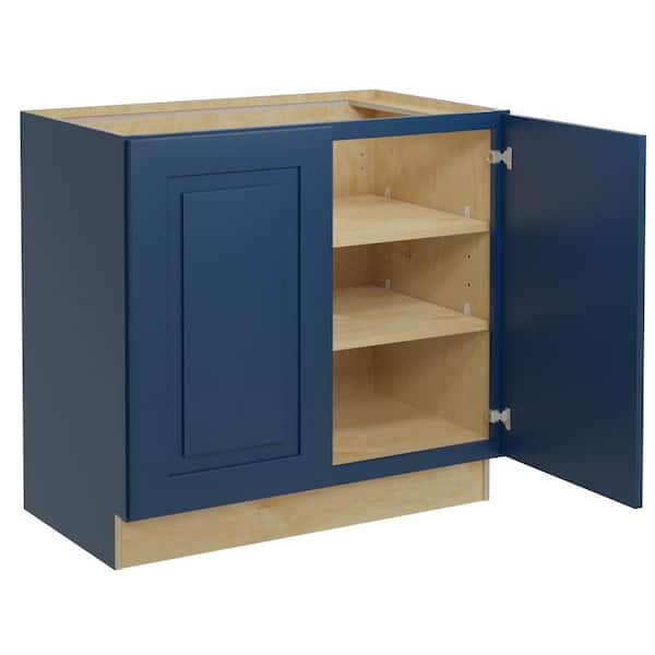 Home Decorators Collection Grayson 36 in. W x 21 in. D x 34.5 in. H Assembled Plywood Full Height Door Base Bath Cabinet in Mythic Blue