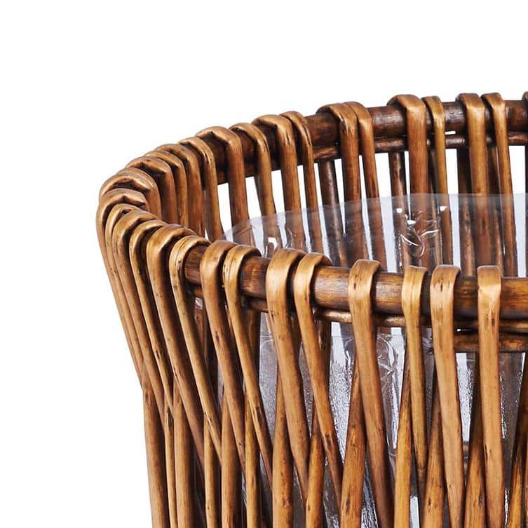 Small Brown Handwoven Willow Waste Basket with Removable Liner