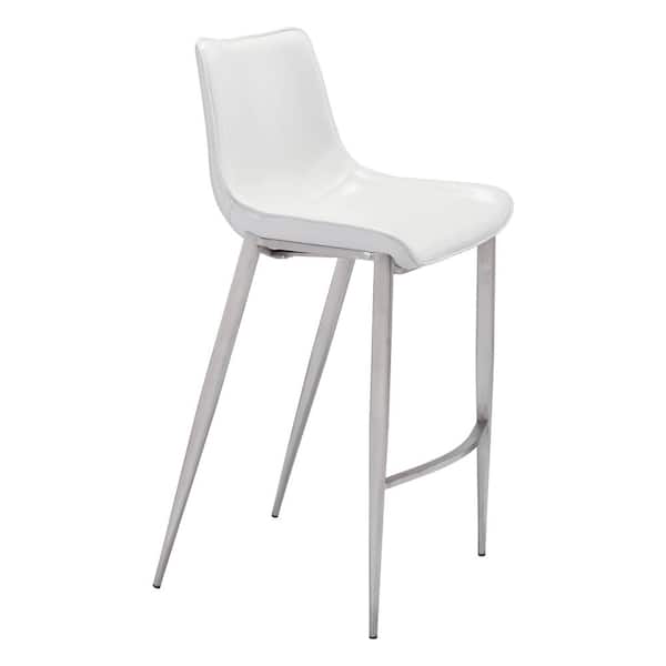ZUO Magnus 43.3 in. White Bar Chair (Set of 2)