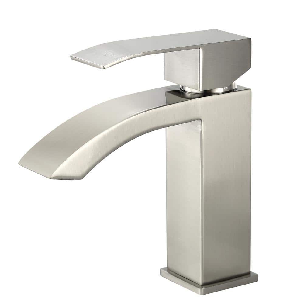 Single Handle Single Hole Bathroom Faucet in Brushed Nickel