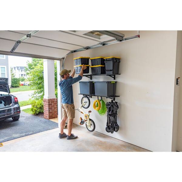 1 ft. x 4 ft. Bristol Garage Wall Mount Shelves : 2-Pack : Black