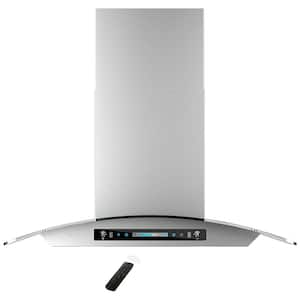 30 in. 763 CFM Ducted Wall Mount Range Hood in Stainless Steel Glass with Gesture Control, Touch Panel and Remote