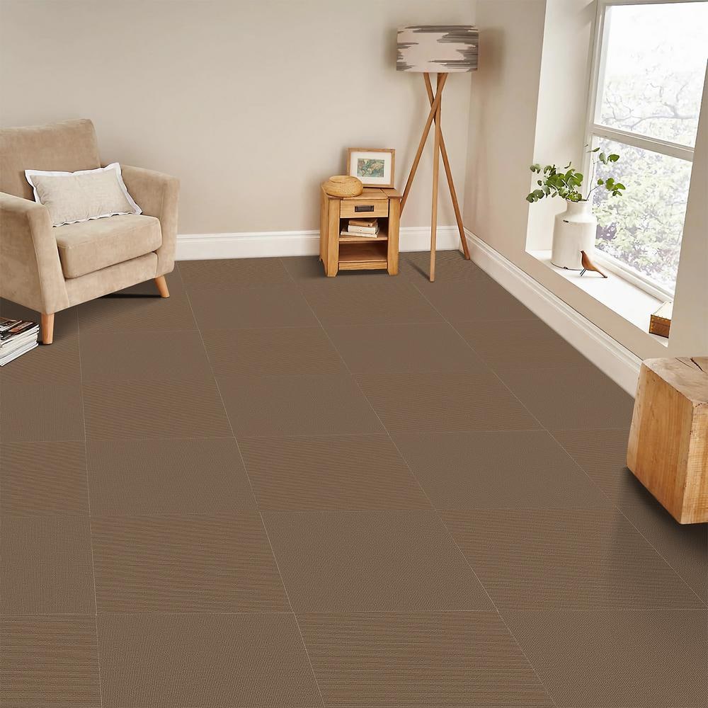 18'' x 18'' Brown Polyester Peel and Stick Carpet Tiles