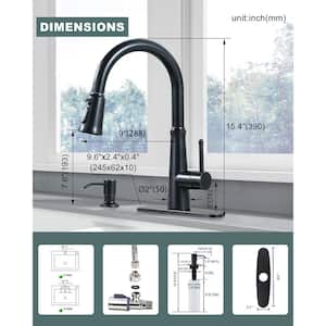 Single-Handle Pull Down Sprayer Kitchen Faucet Soap Dispenser Stainless Steel in Oil Rubbed Bronze