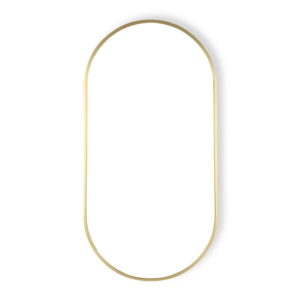 Elegant Gold Aluminum Oval Wall Mirror 16"x32"