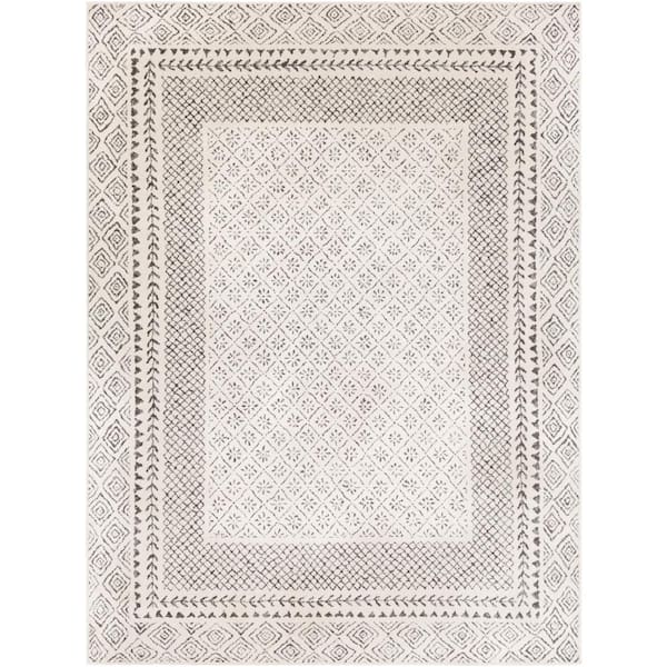 Livabliss Lucillia Medium Grey 5 ft. 3 in. x 7 ft. 3 in. Border Area Rug