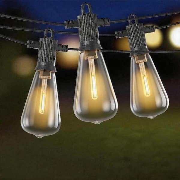 27-Light 50 ft. Indoor/Outdoor Plug-In LED Edison String-Light Shatterproof Waterproof for Porch Bistro Backyard