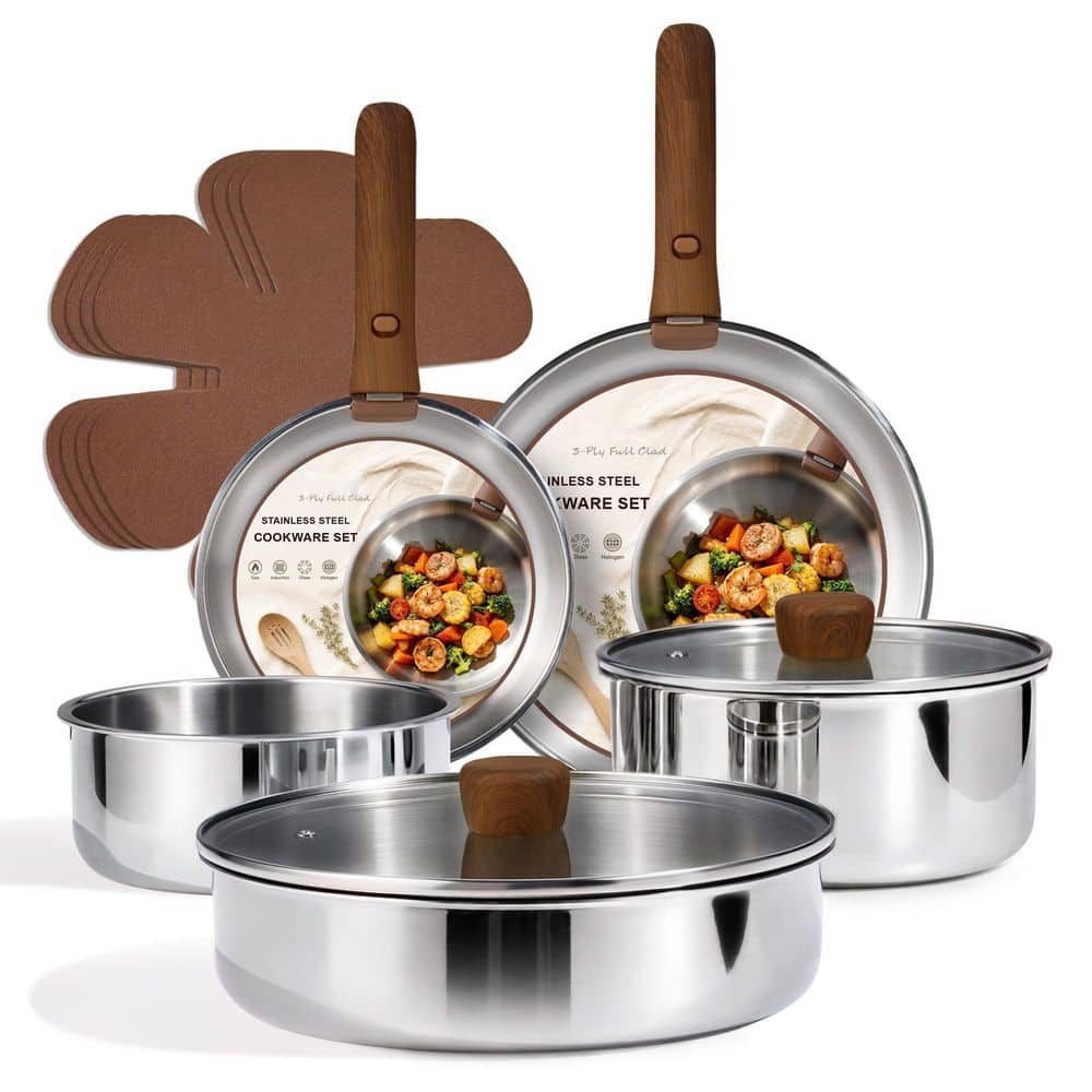 13-Piece Stainless Steel Cookware Set with Detachable Handle, Pots and Pans Set, RV/Camping Cookware, Oven Safe price history on PriceWatchPro