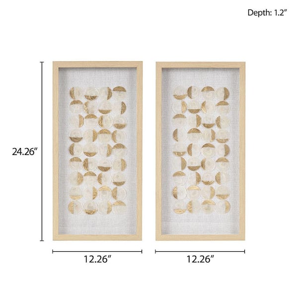 Elegant Natural Capiz with Gold Foil 2-Piece Framed