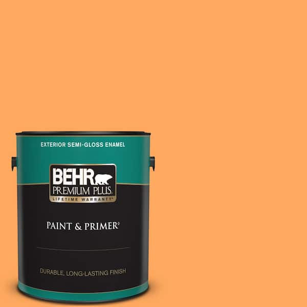 BEHR PREMIUM PLUS 1 gal. #270B-5 Melon Semi-Gloss Enamel Exterior Paint & Primer