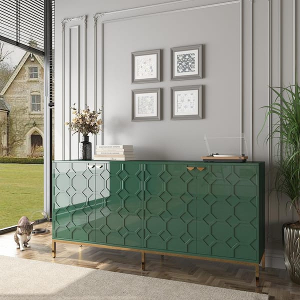 Green 31.38 in. H 4 Door Accent Storage Cabinet with Adjustable Shelf