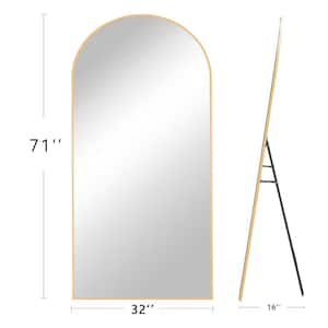 32 in. W x 71 in. H Oversized Arch Full Length Gold Wall Mounted/Standing Mirror Floor Mirror