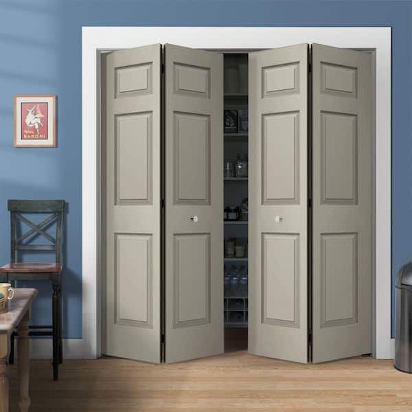 72 in. x 80 in. Colonist Desert Sand Painted Textured Molded Composite Closet Bi-fold Double Door