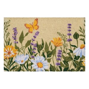 Butterfly Garden Doormat Multi-Colored 18 in. x 30 in. Indoor or Outdoor Doormat