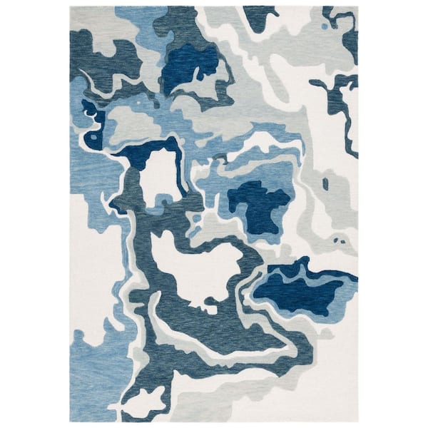 SAFAVIEH Rodeo Drive 5 ft. x 8 ft. Ivory/Navy Abstract Topograph Area ...