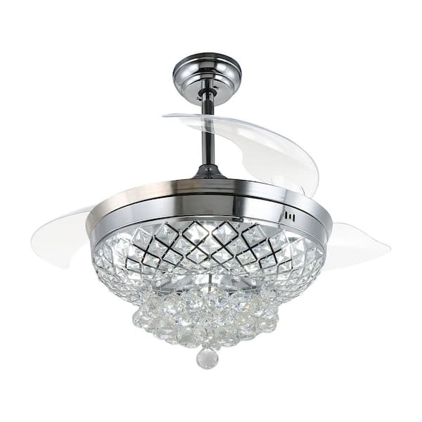 Oaks Aura Fornace 42in. LED Indoor Chrome 3-Speed Retractable Glam ...