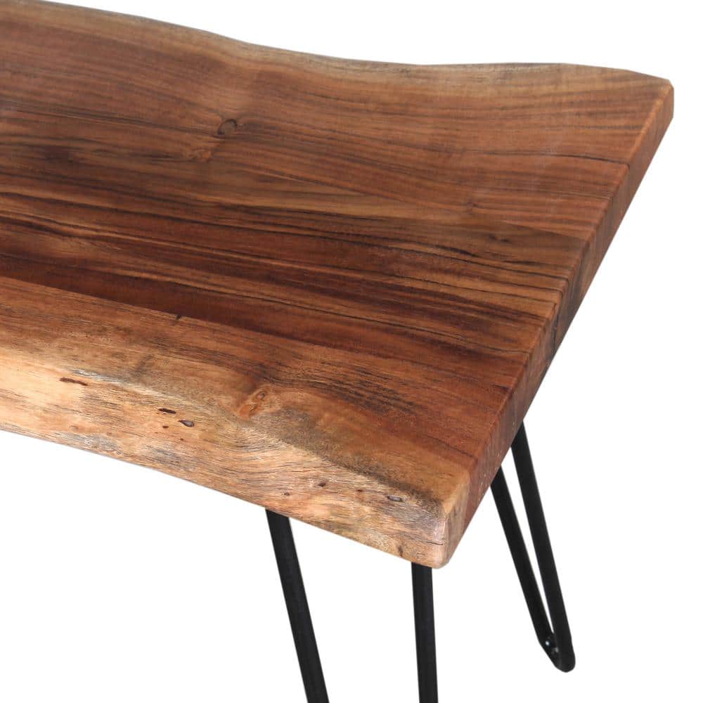 Handcrafted Natural Live Edge 38" Bench with Hairpin Metal Legs