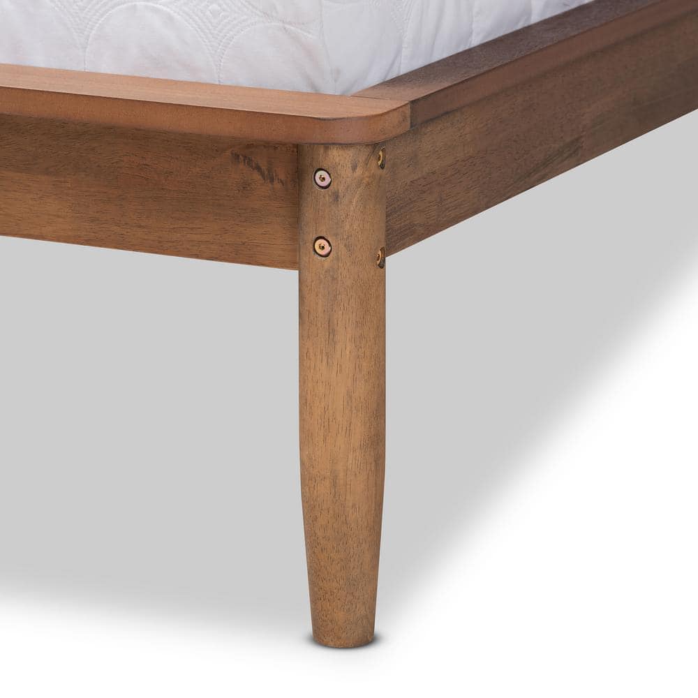Sadler King Walnut Wood Frame Platform Bed with Tufted Headboard