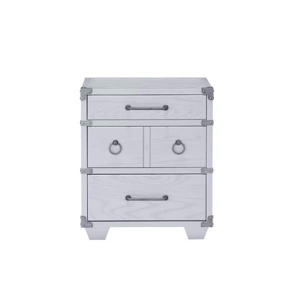 Unbranded 3-Drawer Gray Nightstand 24 in. H x 22 in. W x 14 in. D