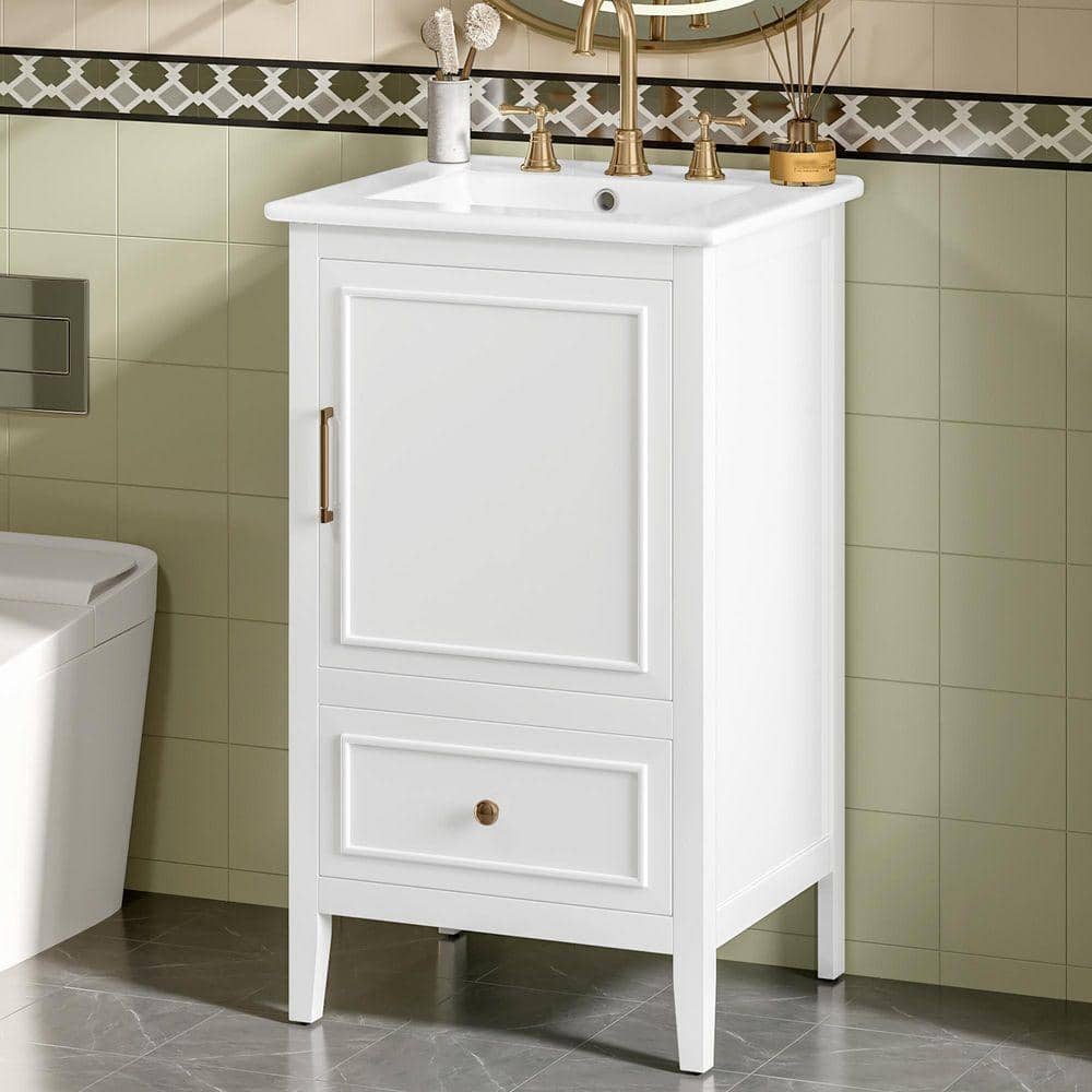 ZXDDMS 20 in. W x 18.5 in. D x 34.5 in. H White Solid Wood Linen