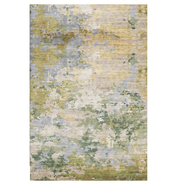 Gertmenian Crystal Print Kaori Green 3 ft. x 5 ft. Abstract Digitally Printed Polyester Area Rug