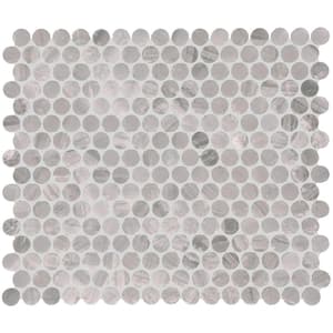 EpicClean Milton Fortune Matte 4 in. x 4 in. Glazed Ceramic Penny Round Mosaic Sample Tile