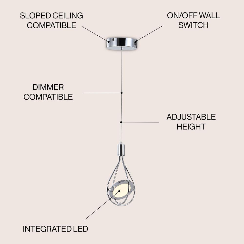 Orion 5.5" Polished Chrome Adjustable Modern LED Pendant