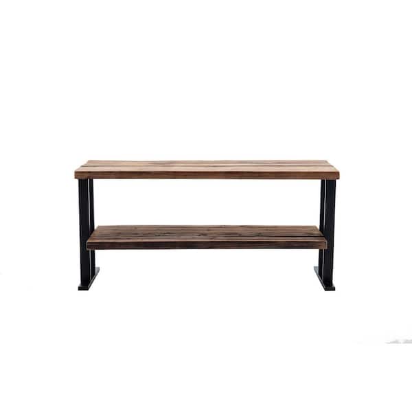 Crawford & Burke Brixton 18 in. Natural Wood TV Stand Fits TVs Up to 55 in. with Cable Management