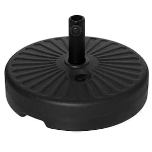 Fillable 2.20 lbs. Steel Patio Umbrella Base in Black, Round Plastic Holder, 46 lbs. Water or 57 lbs. Sand Capacity