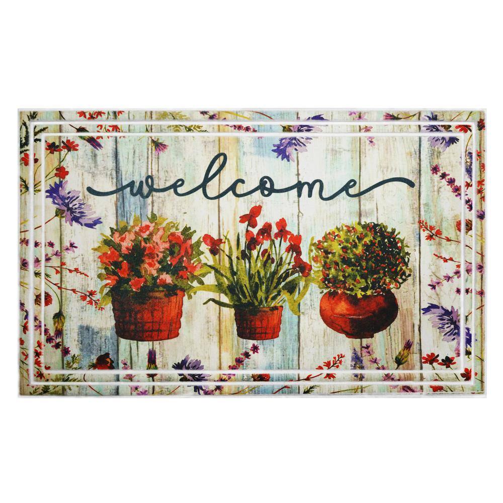 Plant Welcome Multi-Colored 18 in. x 30 in. Indoor/Outdoor Doormat price history on PriceWatchPro