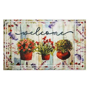 Plant Welcome Multi-Colored 18 in. x 30 in. Indoor/Outdoor Doormat