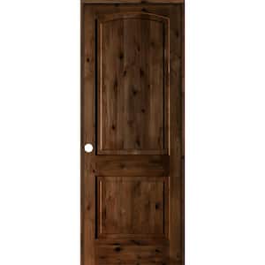 30 in. x 96 in. Knotty Alder 2-Panel Right-Handed Provincial Stain Wood Single Prehung Interior Door