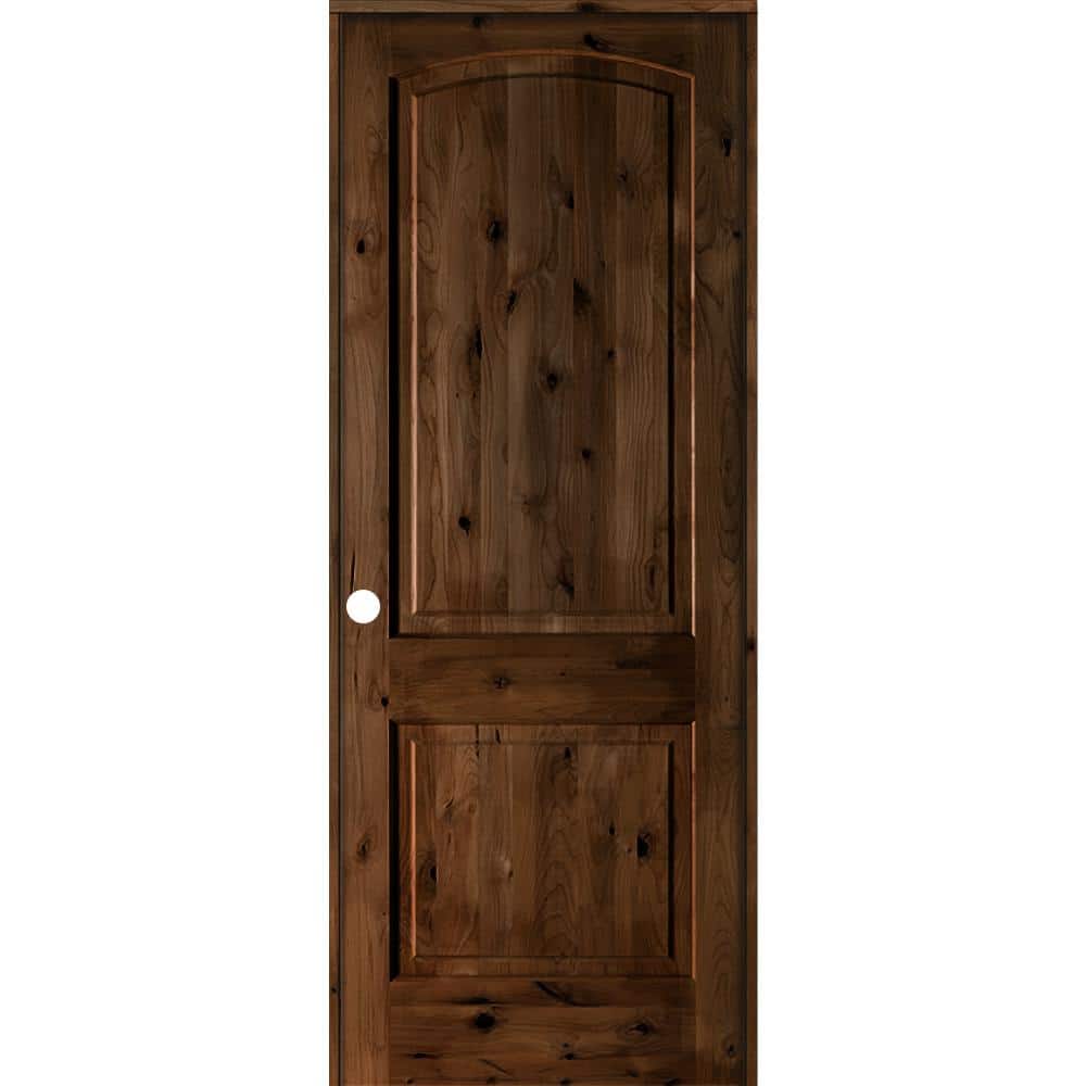 24 in. x 96 in. Rustic Knotty Alder 2-Panel Right Handed Provincial Stain Wood Single Prehung Interior Door w/Arch Top price history on PriceWatchPro