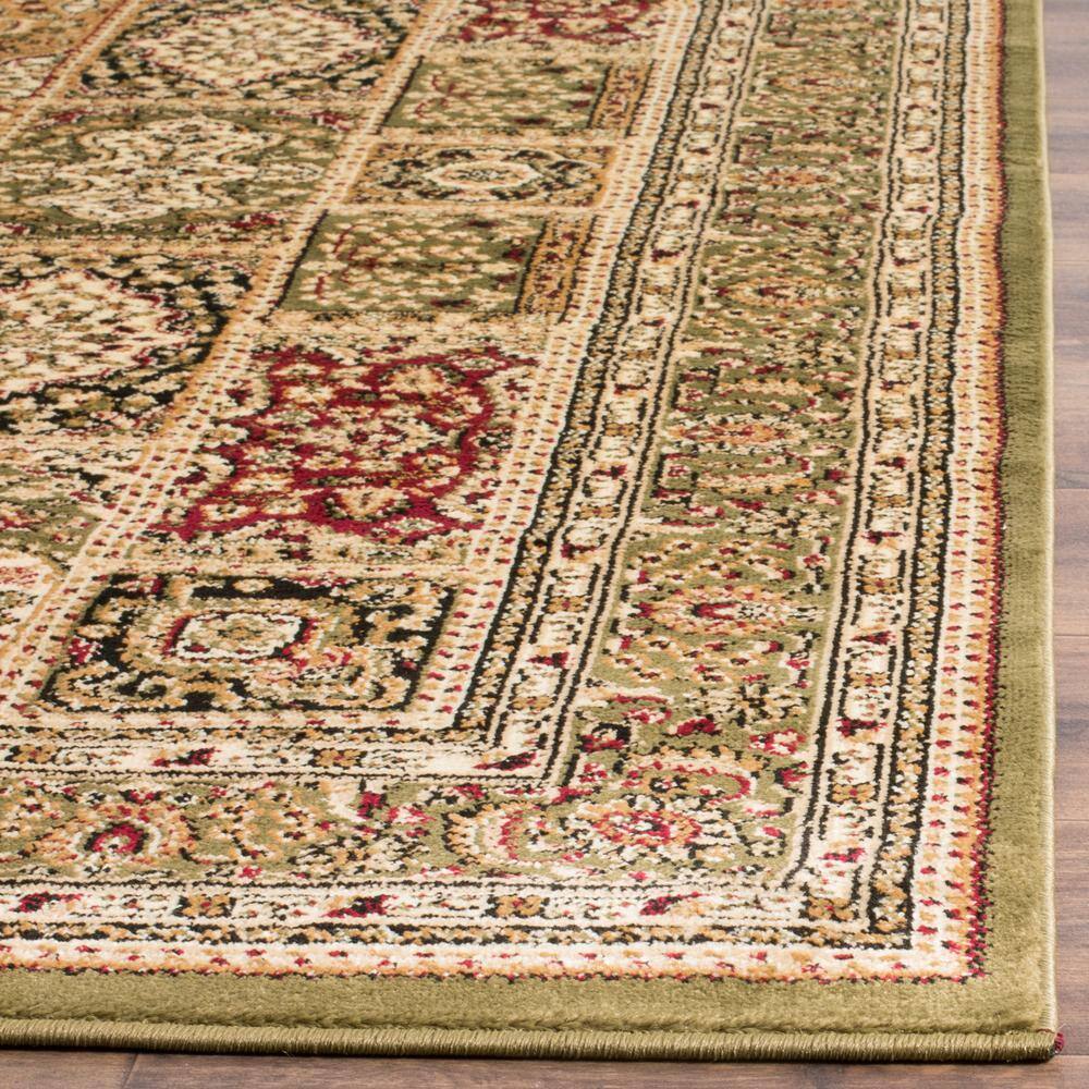 Reversible Multi/Green Traditional 9' x 12' Easy-Care Area Rug