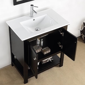 Bradford 30 in. W Traditional Bathroom Vanity in Black with Ceramic Vanity Top in White with White Basin