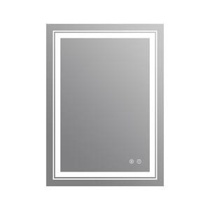 20 in. W x 28 in. H Rectangular Frameless Wall-Mounted LED Light Bathroom Vanity Mirror in Silver