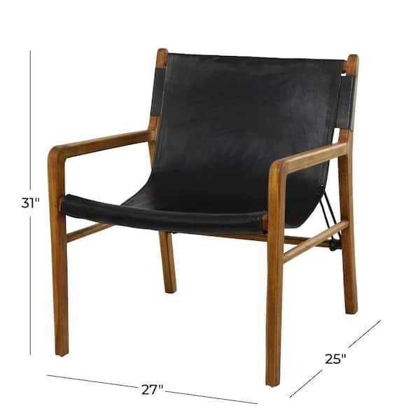 Black Leather Accent Chair with Armrests