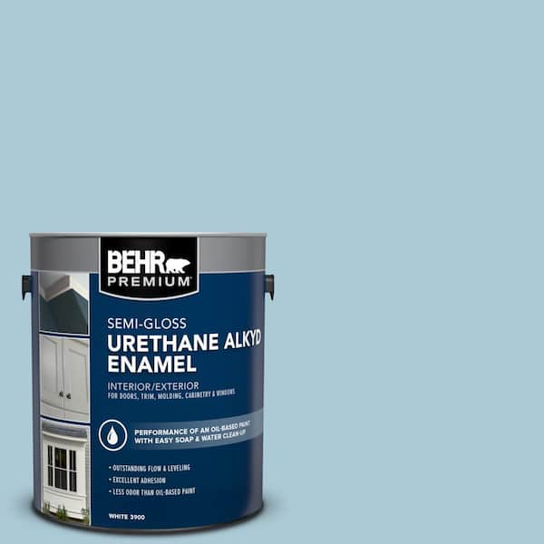 BEHR PREMIUM 1 gal. #S480-2 Sea Wind Urethane Alkyd Semi-Gloss Enamel Interior/Exterior Paint