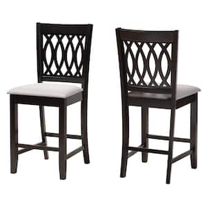 Florencia 25.4 in. Grey and Espresso Brown Wood Counter Stool (Set of 2)