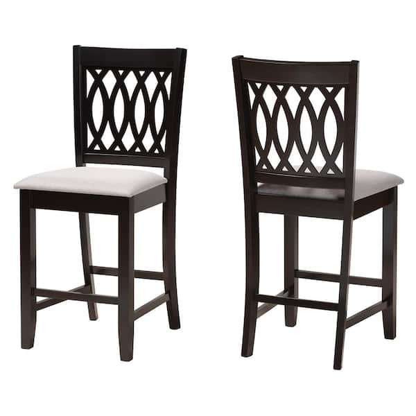 Baxton Studio Florencia 25.4 in. Grey and Espresso Brown Wood Counter Stool (Set of 2)
