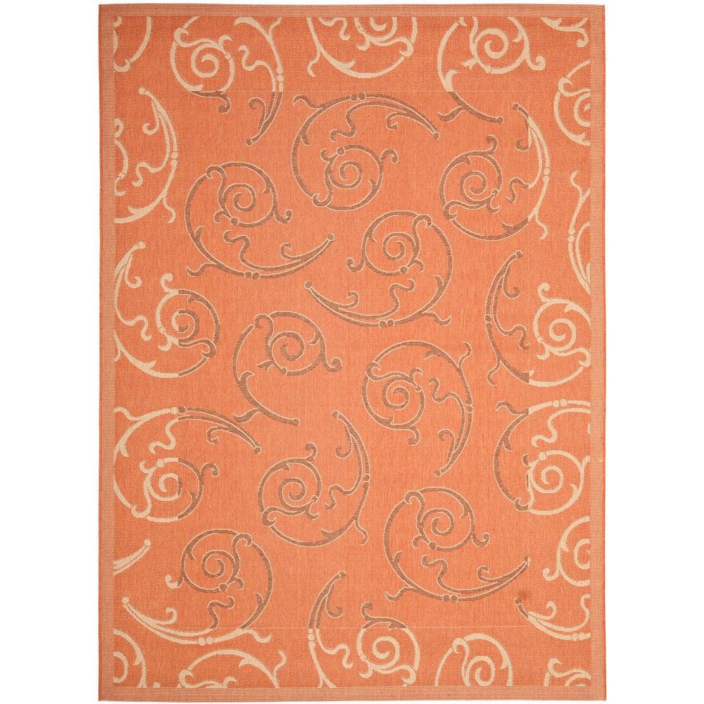 SAFAVIEH Courtyard Terracotta/Cream 8 ft. x 11 ft. Border Indoor