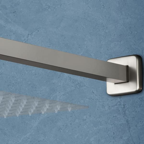 15.74 in. Brass Square Shower Arm in Brushed Nickel