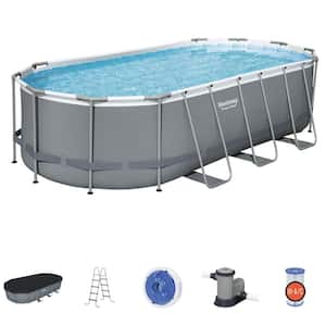 18 ft. x 9 ft. Oval 48 in. Deep Metal Frame Above Ground Outdoor Swimming Pool Set