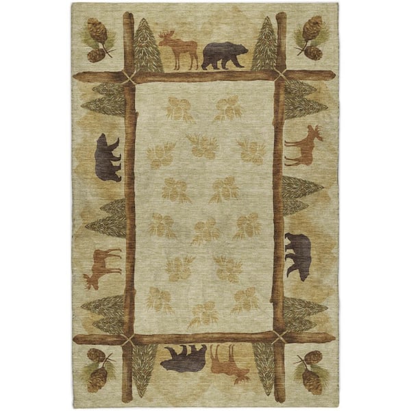 Dream Shag Premium Machine Washable Abstract ADS142 Khaki 5 ft. x 7 ft. 6 in. Area Rug